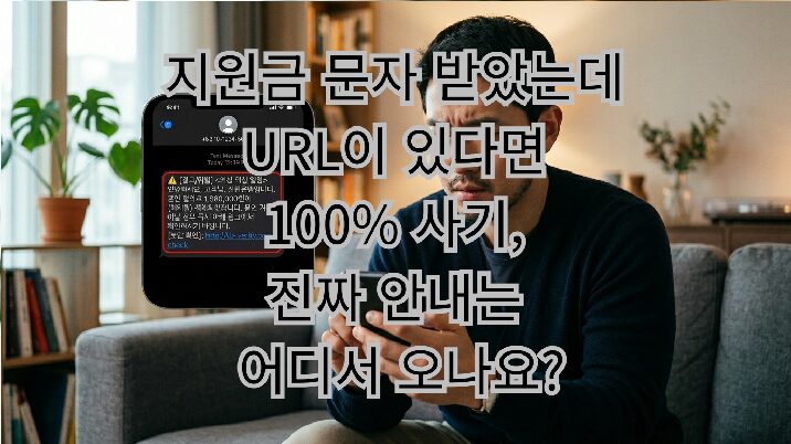 지원금 문자 받았는데 URL이 있다면 100% 사기, 진짜 안내는 어디서 오나요?