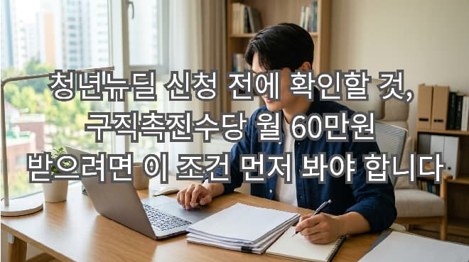 청년뉴딜 신청 전에 확인할 것, 구직촉진수당 월 60만원 받으려면 이 조건 먼저 봐야 합니다
