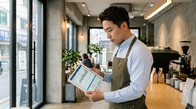 korean-shop-owner-checking-policy-data