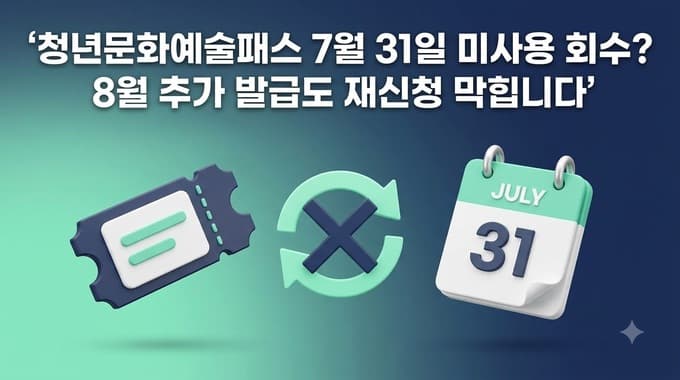 청년문화예술패스 재신청 조건, 7월 31일까지 한 번도 예매 안 썼다면 회수 대상이라 재신청 자체가 막힙니다